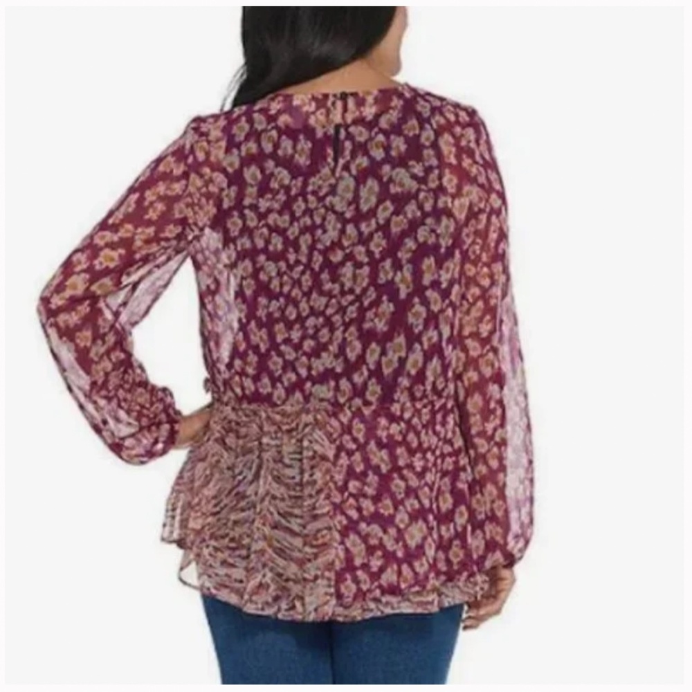 LOGO by Lori Goldstein Printed Blouse with Patchwork and Ruffles - Picture 2 of 13